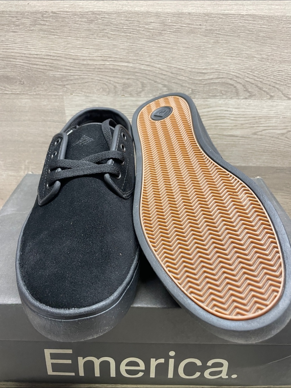 Emerica Black Suede Skate Sneakers with Gum Outsole #706